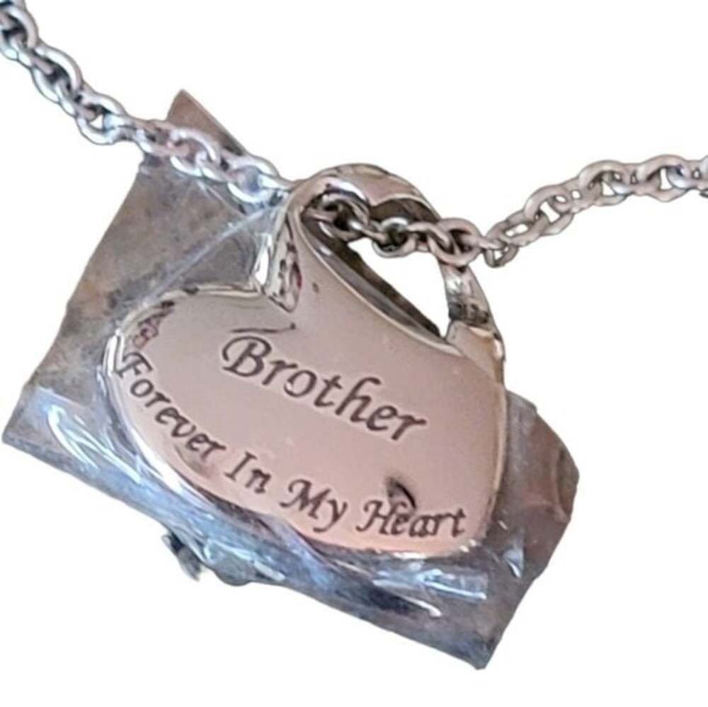 Silver Heart Necklace Brother You Are always in my Heart